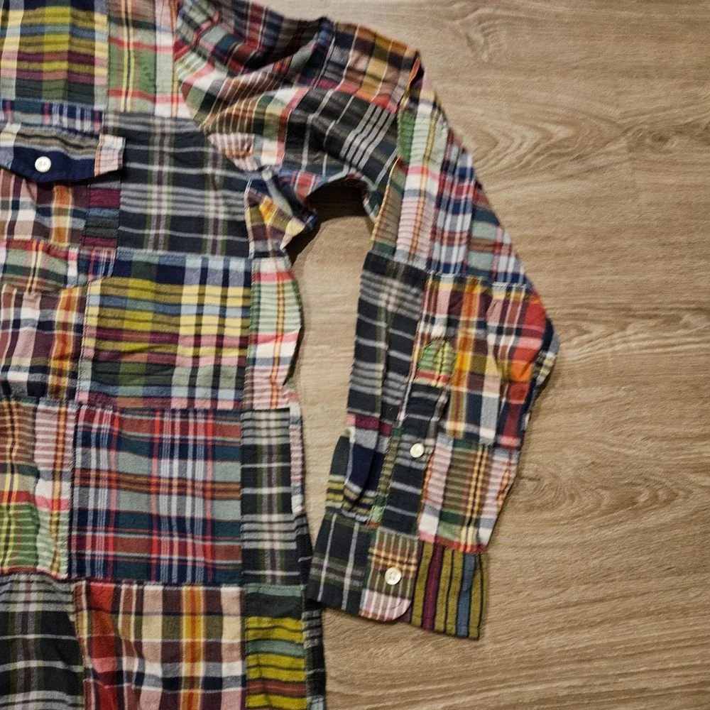 Polo Ralph Lauren XXL Patchwork Indian Madras Shirt Classic Fit Indigo NWOT